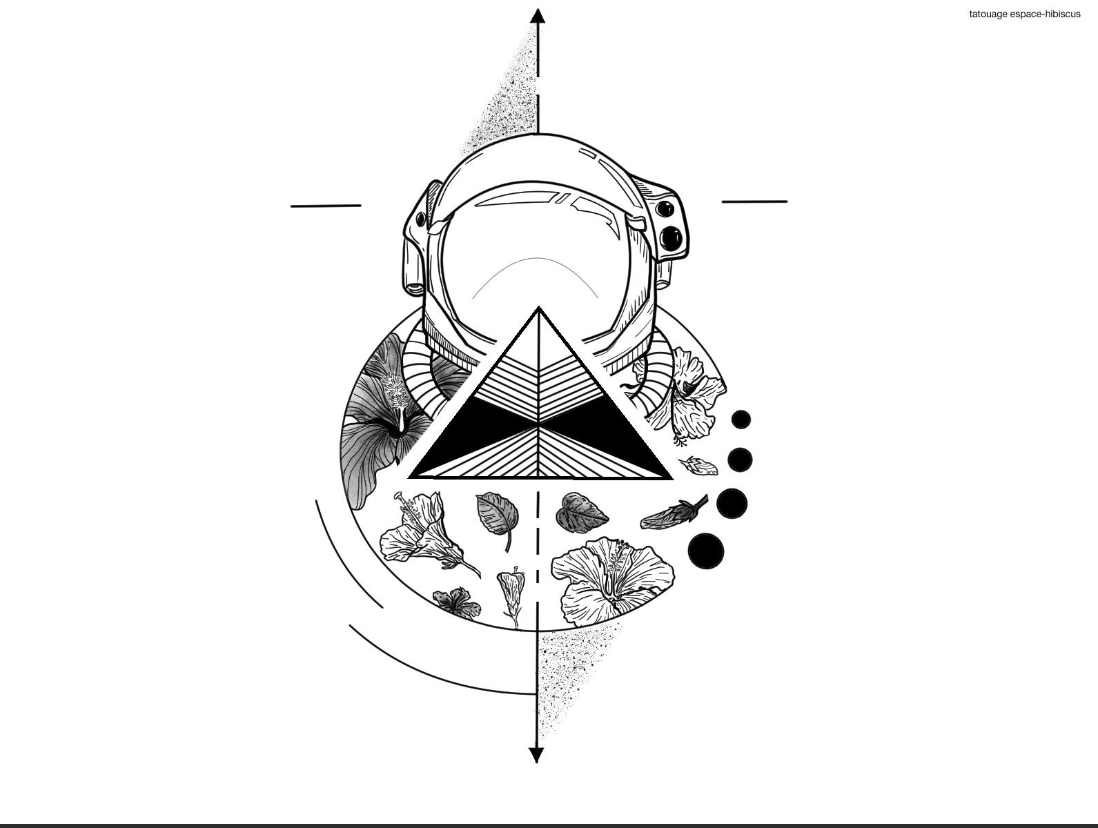 Dessin digital Tatouage Espace-hibiscus